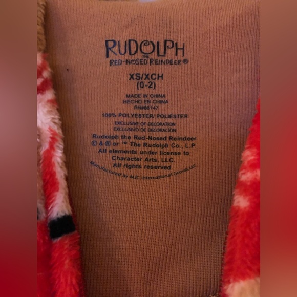 Rudolph the Red Nose Reindeer Pajamas super Minky union suit, NWT size XS - Picture 9 of 9